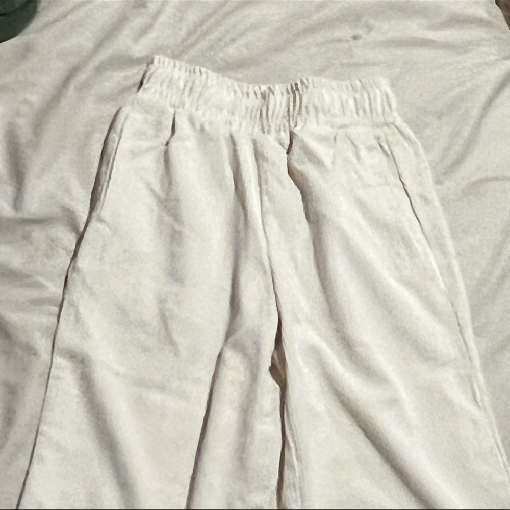 Forever 21 white high waisted corduroy velvet straight leg pants | NEW size S - Picture 4 of 11